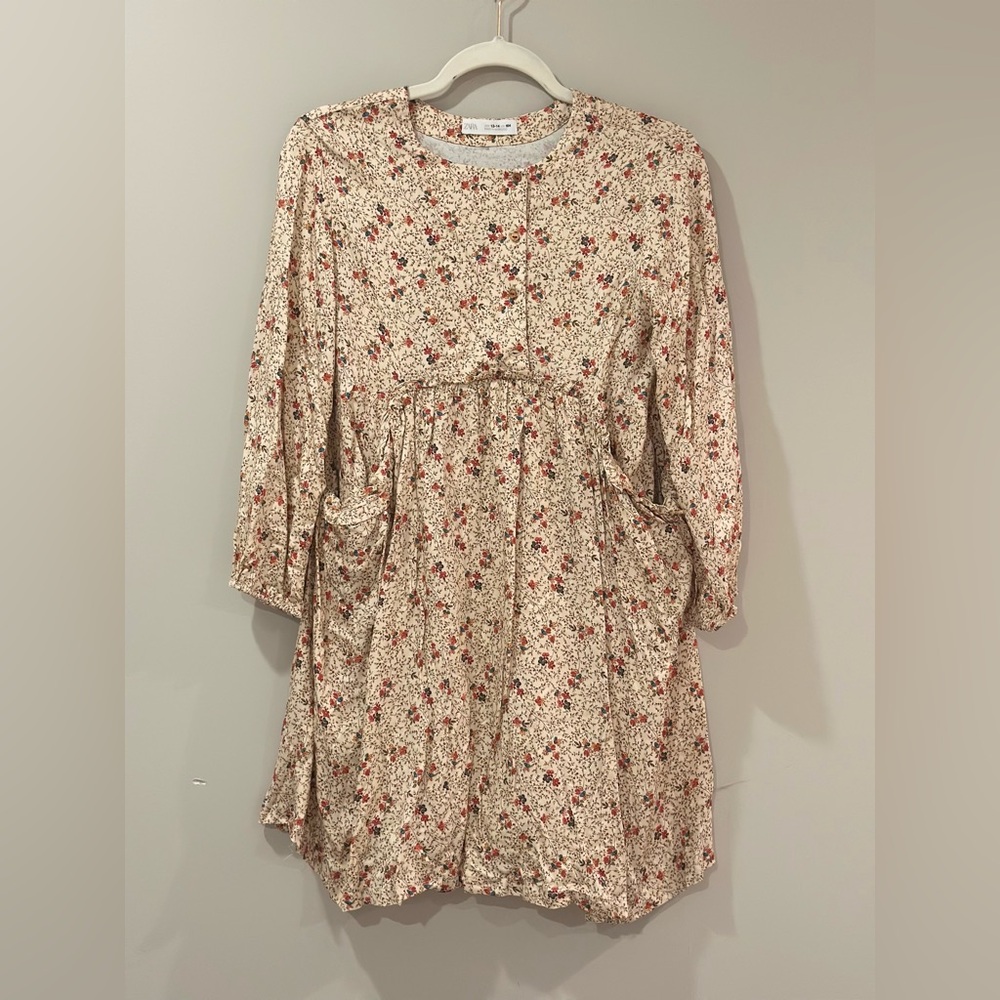 NWOT Zara Floral Kids Dress - Cream and Red